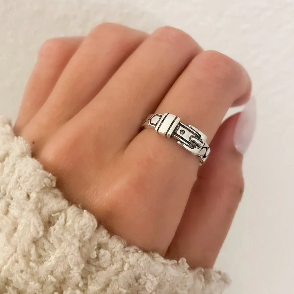 925 Sterling Silver Minimalist Ring Dainty Ring Belt Ring Belt Buckle Ring